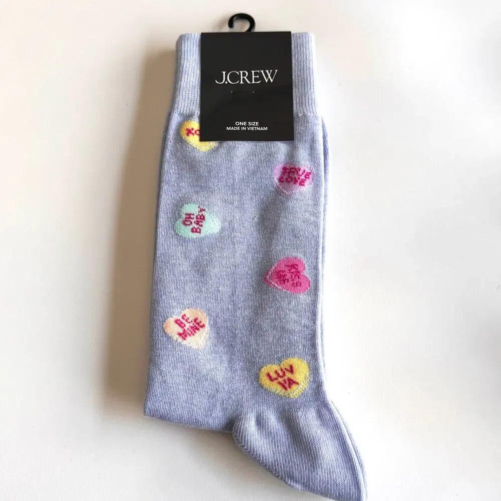 J.Crew Women's Candy Hearts Crew Style Socks NWT